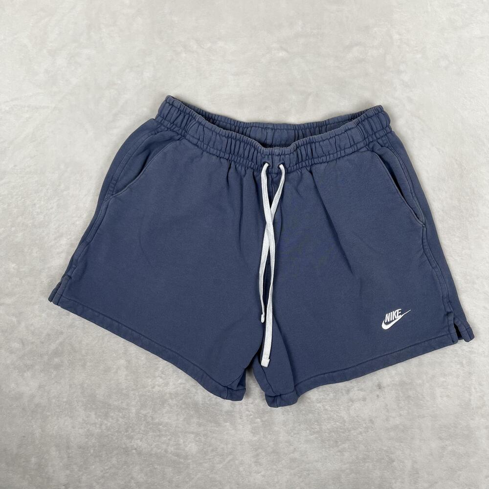 Nike Sweat Shorts Womens Large Blue French Terry 4 Inseam Athletic Gym